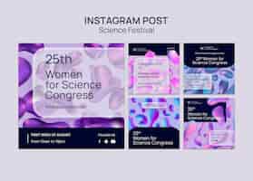Бесплатный PSD Сообщения в instagram о фестивале градиентной науки