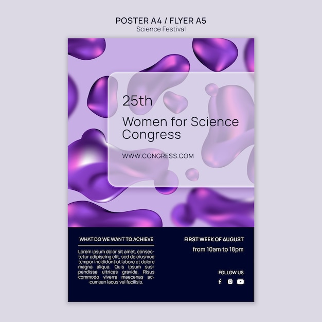 Free PSD gradient science festival poster template