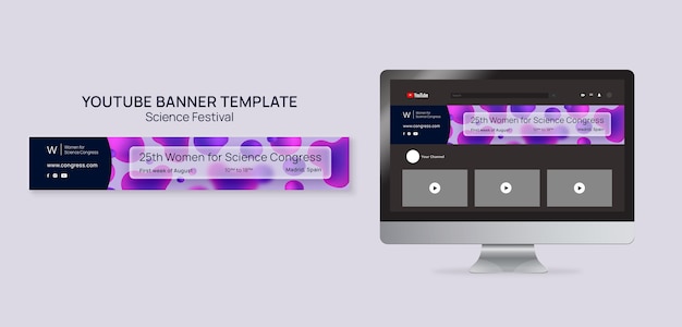 Free PSD gradient science festival youtube banner template