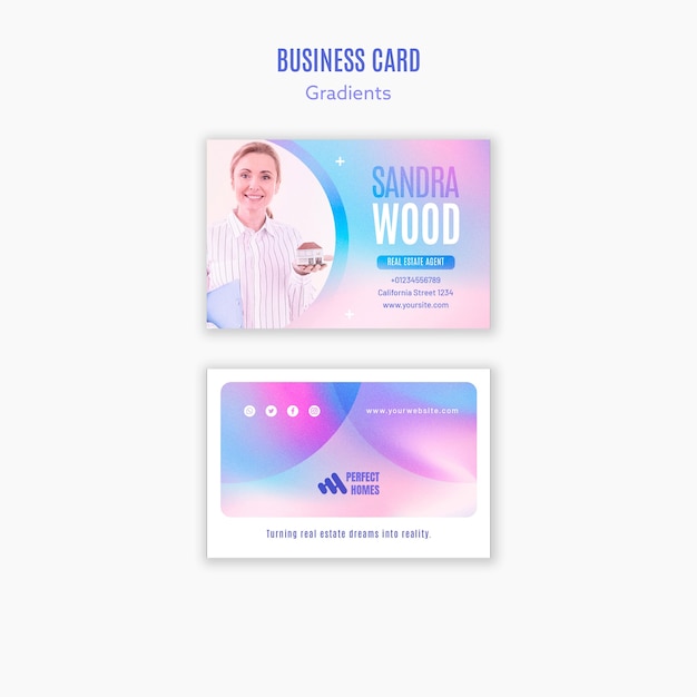 Free PSD gradient shapes business card template