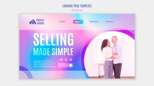 Free PSD gradient shapes landing page template