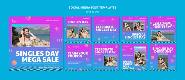 Gradient singles day  template design