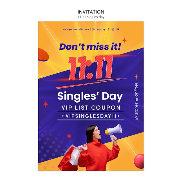 Gradient singles day template