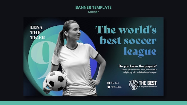 Free PSD gradient soccer banner template design