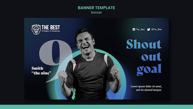 無料PSD グラデーションサッカーバナーテンプレートデザイン