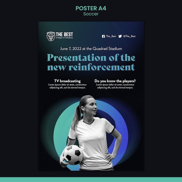 Gradient soccer poster template design