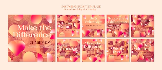 Free PSD gradient social activity instagram posts