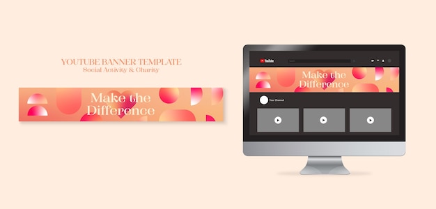 無料PSD グラデーションの社会活動のyoutubeバナー
