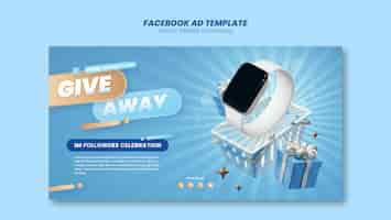 Free PSD gradient social media giveaway facebook template