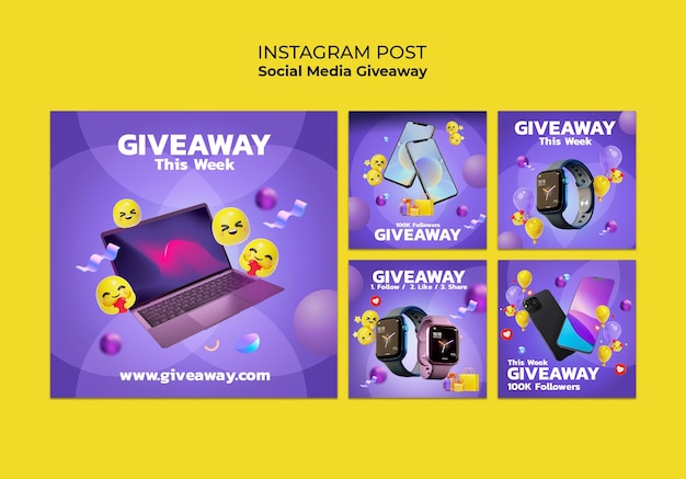 PSD gratuito post di instagram con gradienti sui social media