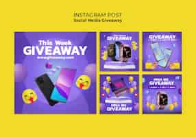 Free PSD gradient social media giveaway instagram posts