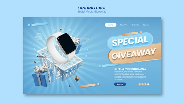 Gradient social media giveaway landing page