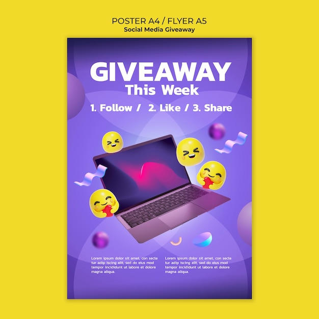 Free PSD gradient social media giveaway poster