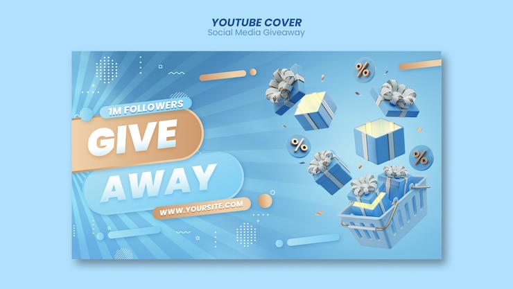 Free PSD gradient social media giveaway youtube cover