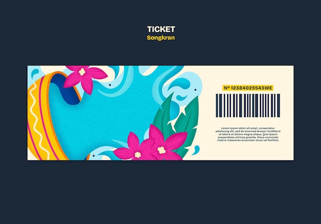 Gradient  songkran celebration ticket template