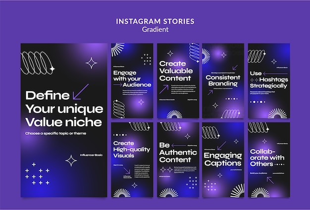 Free PSD gradient spersonal branding concept instagram stories