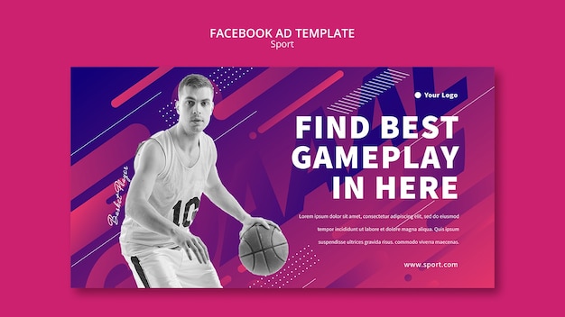 無料PSD グラデーションスポーツビジネスfacebook広告テンプレート