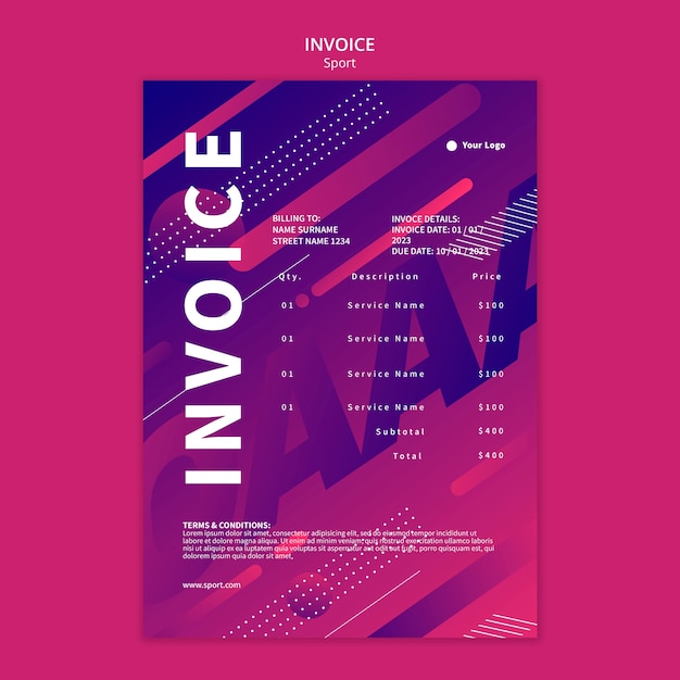 Gradient sport business invoice template