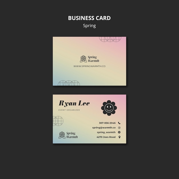 Free PSD gradient spring business card template