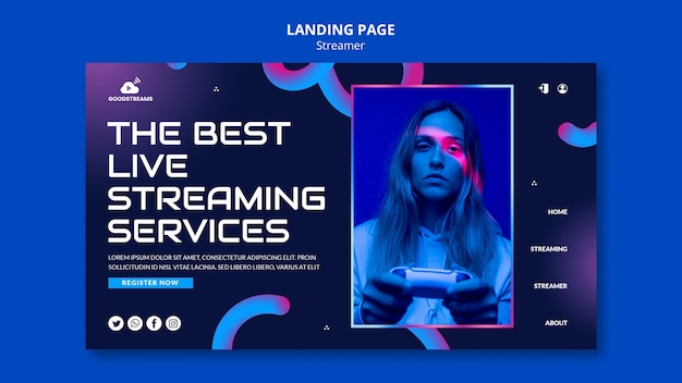 Gradient streamer job landing page template