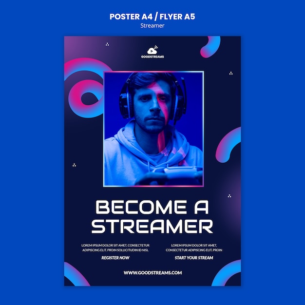 Free PSD gradient streamer poster template