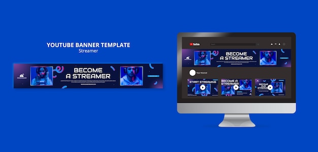 Free PSD gradient streamer youtube banner template