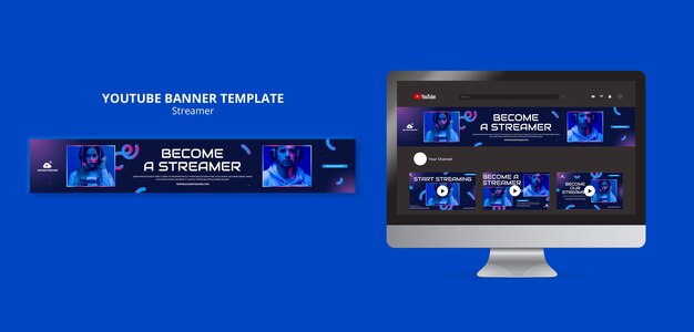 Gradient streamer youtube banner template