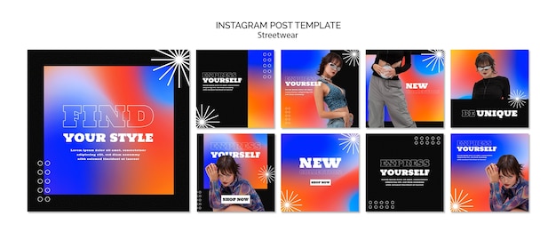 PSD gratuito post di instagram di moda streetwear sfumati