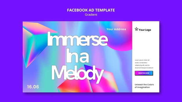 Бесплатный PSD Шаблон facebook в градиентном стиле