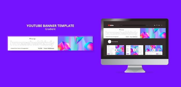 Free PSD gradient style youtube banner template