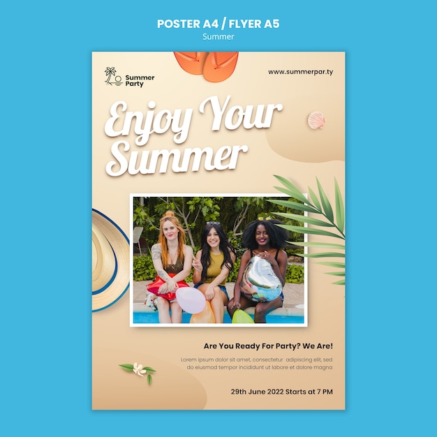 Gradient summer poster template