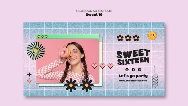 Gradient sweet 16 facebook ad template