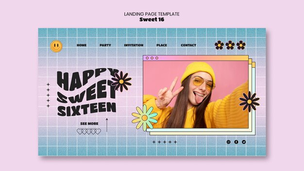 グラデーションスウィート16ランディングページテンプレート
