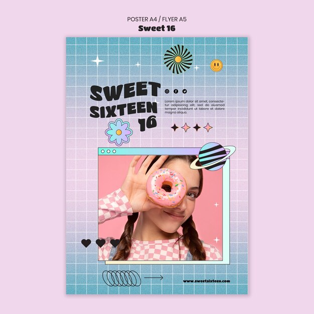 Gradient sweet 16 poster template