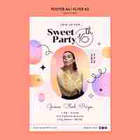 Free PSD gradient sweet sixteen poster design