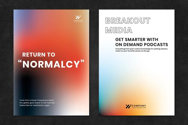 Gradient tech marketing template psd poster dual set