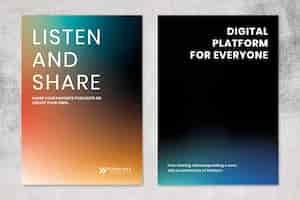 Free PSD gradient tech marketing template psd poster dual set