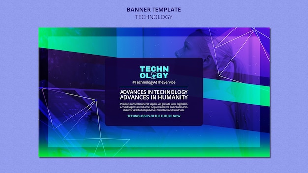 PSD gratuito modello di banner con tecnologia gradiente