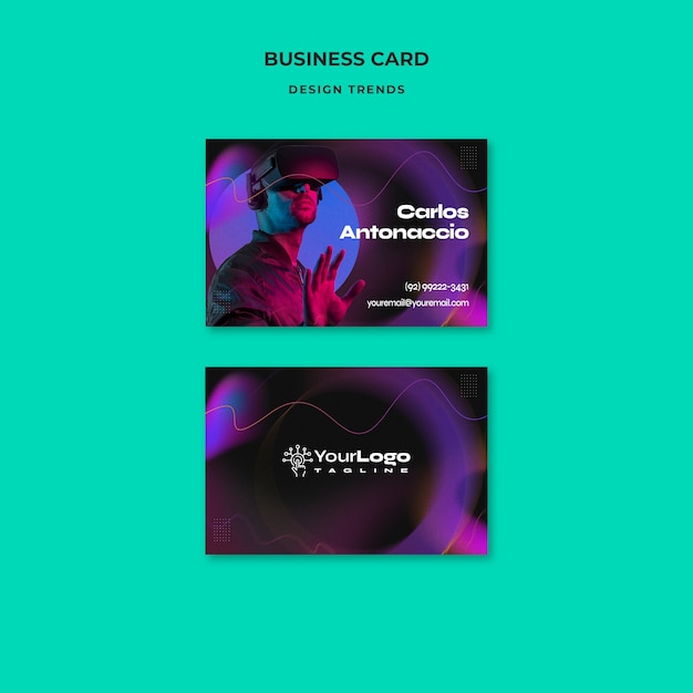 Free PSD gradient technology concept business card