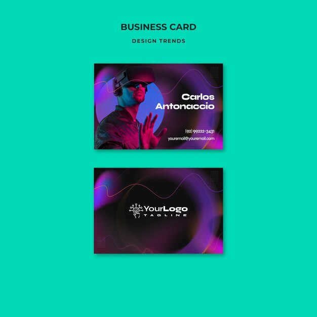 Gradient technology concept business card