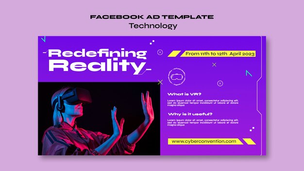 グラデーションテクノロジーコンセプトfacebookテンプレート