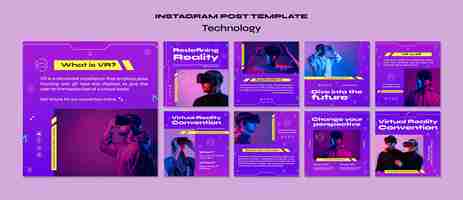 Free PSD gradient technology concept  instagram posts