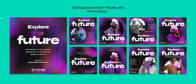 無料PSD グラデーションテクノロジーのコンセプトのinstagram投稿