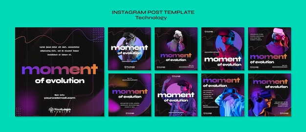 Free PSD gradient technology concept  instagram posts