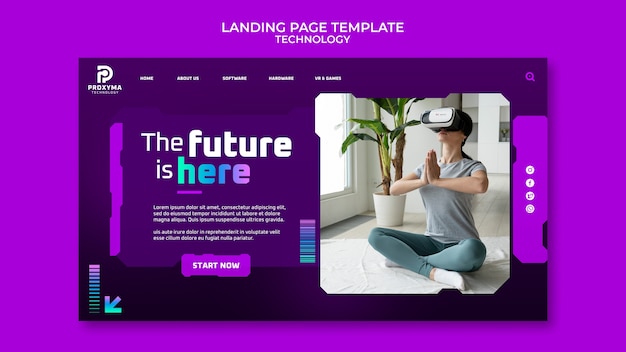 Free PSD gradient technology innovation landing page template