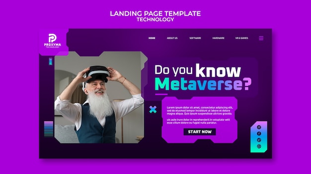 Free PSD gradient technology innovation landing page