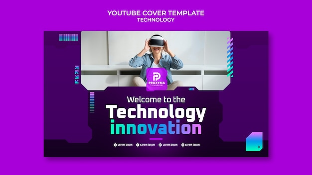 Copertina youtube di innovazione tecnologica gradiente