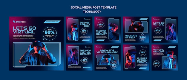 Gradient technology instagram post template