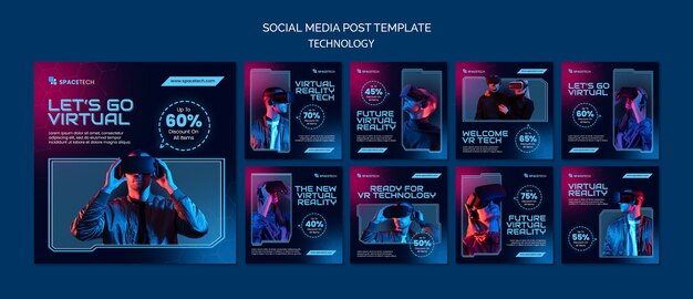 Gradient technology instagram post template