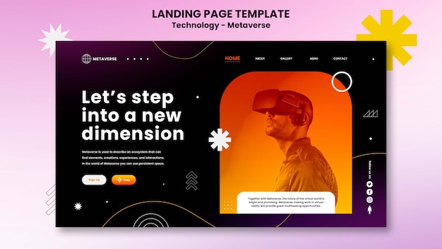 Free PSD gradient technology  landing page template design